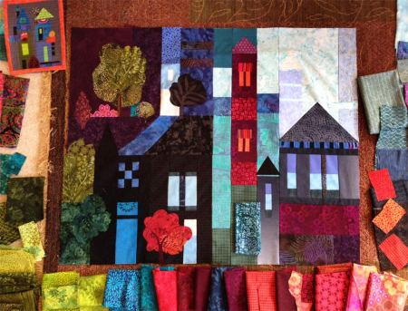 New 9 Patch Village quilt- a selection of some fabrics among many